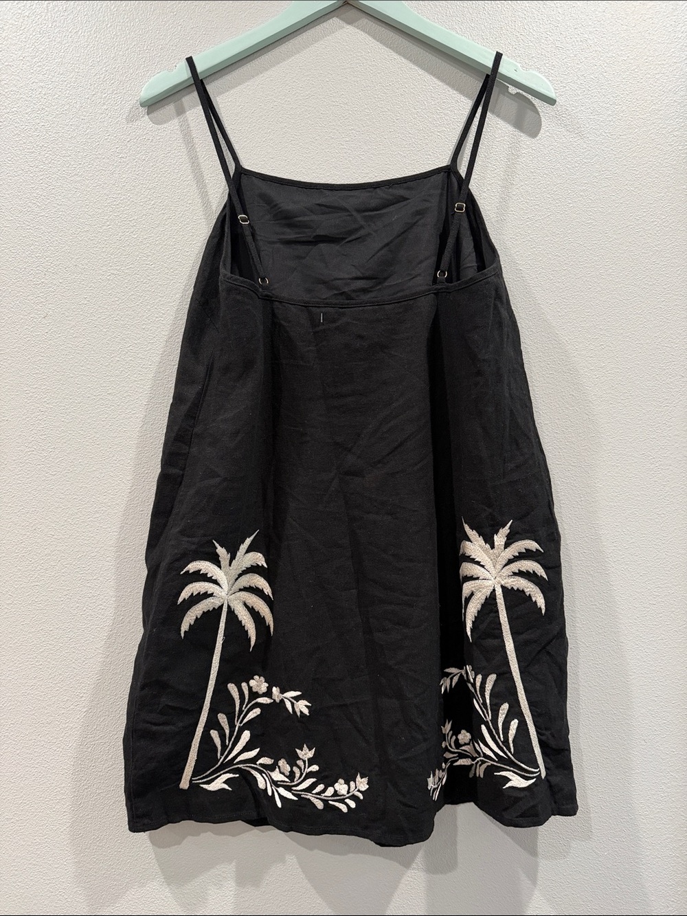 Calypso St. Barth Black Slip Dress with White Palm Embroidery Size Small BNWOT - Picture 3 of 3